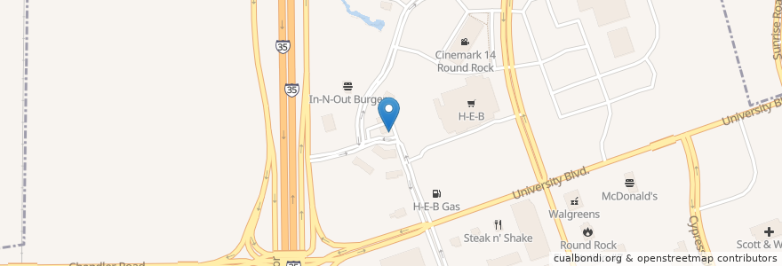 Mapa de ubicacion de MOOYAH Burgers, Fries & Shakes en United States, Texas, Round Rock, Williamson County.