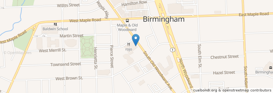 Mapa de ubicacion de The Bird & Bread en ایالات متحده آمریکا, میشیگان, Oakland County, Birmingham.