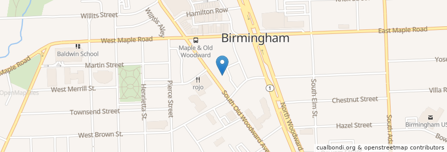 Mapa de ubicacion de Dmedia en 미국, 미시간, Oakland County, Birmingham.