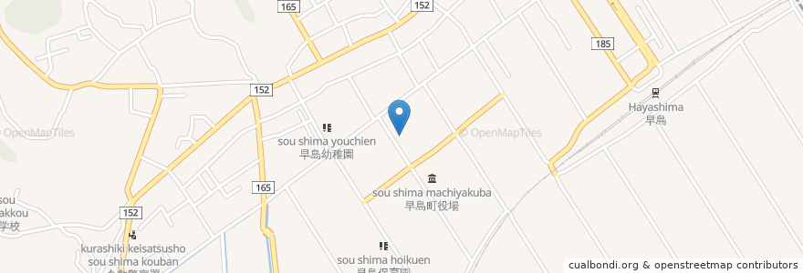 Mapa de ubicacion de ゆるびの舎文化センター en Japão, 岡山県, 都窪郡, 早島町.