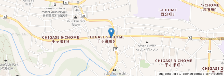 Mapa de ubicacion de 丼丸 d'Ome 千ヶ瀬店 en 일본, 도쿄도, 青梅市.