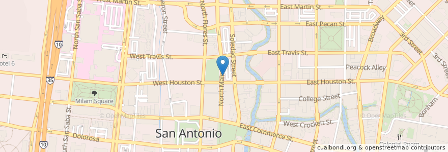 Mapa de ubicacion de Geekdom SWell Cycle en 미국, 텍사스, Bexar County, San Antonio.