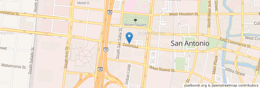 Mapa de ubicacion de Market Square SWell Cycle en Amerika Birleşik Devletleri, Teksas, Bexar County, San Antonio.
