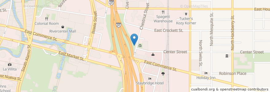 Mapa de ubicacion de Ellis Alley SWell Cycle en United States, Texas, Bexar County, San Antonio.