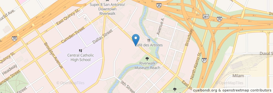 Mapa de ubicacion de San Antonio Museum of Art SWell Cycle en アメリカ合衆国, テキサス州, Bexar County, サンアントニオ.