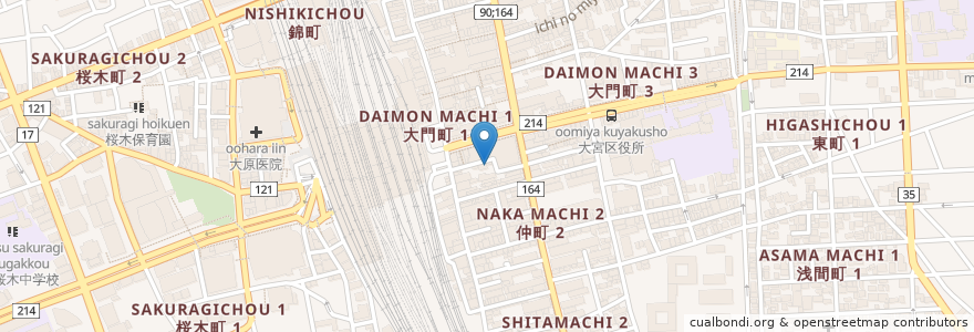Mapa de ubicacion de いかの墨 en 日本, 埼玉县, 埼玉市, 大宮区.