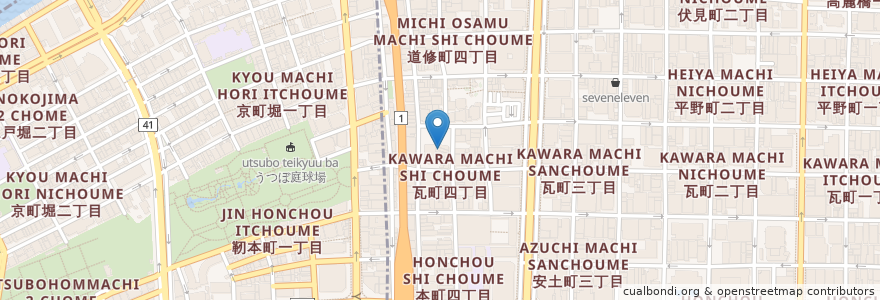 Mapa de ubicacion de Giro en 日本, 大阪府, 大阪市, 中央区.