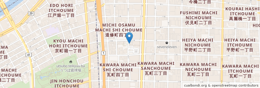 Mapa de ubicacion de わが家 en Japonya, 大阪府, 大阪市, 中央区.