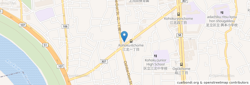 Mapa de ubicacion de 瀧野川信用金庫 en Giappone, Tokyo, 足立区.