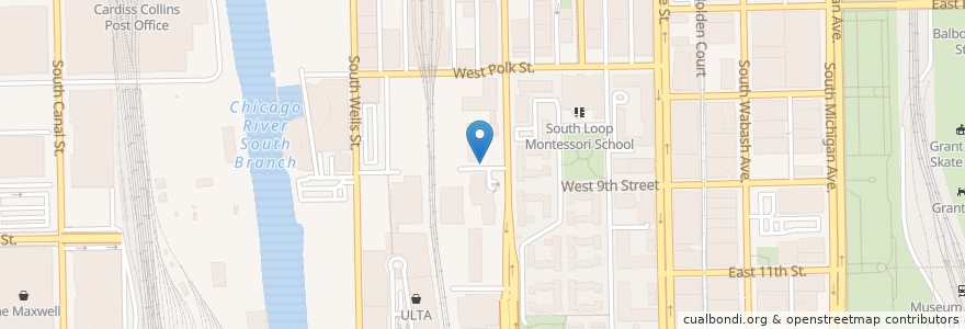 Mapa de ubicacion de Clark St & 9th St (AMLI) en الولايات المتّحدة الأمريكيّة, إلينوي, شيكاغو.
