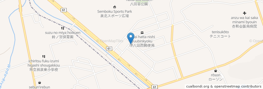 Mapa de ubicacion de 八田西キリスト教会 en Japon, Préfecture D'Osaka, Sakai, 中区.