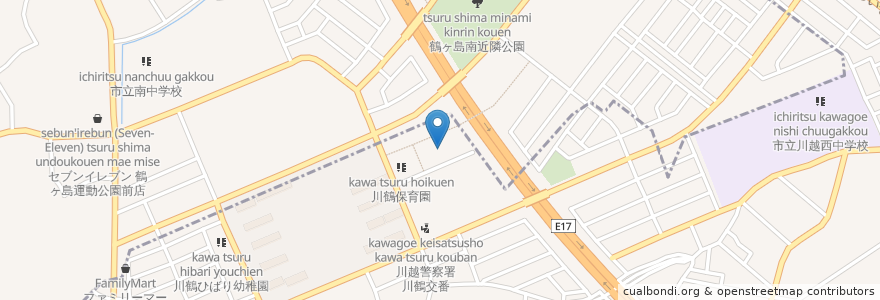 Mapa de ubicacion de 川越市川鶴市民センター en 日本, 埼玉県, 鶴ヶ島市.