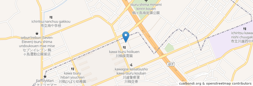 Mapa de ubicacion de かわつる歯科医院 en Japan, Saitama Prefecture, Tsurugashima.