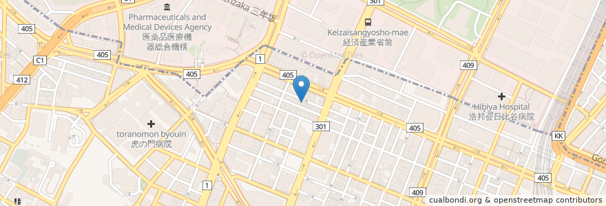 Mapa de ubicacion de 香港麺 新記 en اليابان, 東京都, 港区.