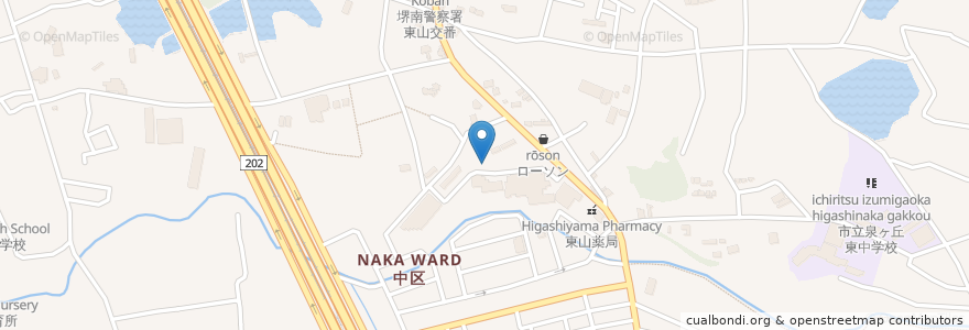 Mapa de ubicacion de ベルランド総合病院 en 일본, 오사카부, 사카이시, 中区.
