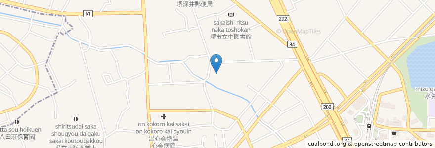 Mapa de ubicacion de 善福寺 en 日本, 大阪府, 堺市, 中区.