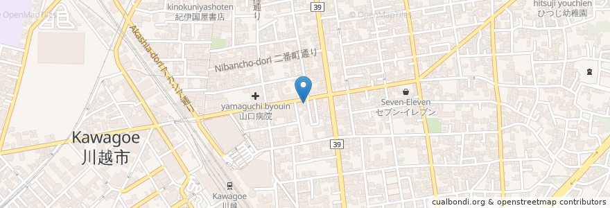 Mapa de ubicacion de 川越脇田郵便局 en 日本, 埼玉県, 川越市.