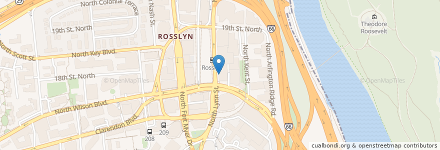 Mapa de ubicacion de Lynn Street Cafe en アメリカ合衆国, バージニア州, ワシントンD.C., Washington, Arlington County, Arlington.