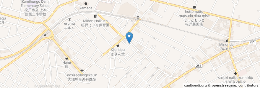 Mapa de ubicacion de 平岡歯科医院 en Japonya, 千葉県, 松戸市.