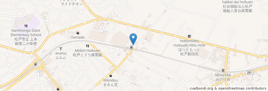 Mapa de ubicacion de 松戸新田歯科クリニック en Japan, Chiba Prefecture, Matsudo.