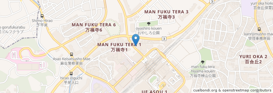 Mapa de ubicacion de かついち en 일본, 가나가와현, 川崎市, 아사오 구.