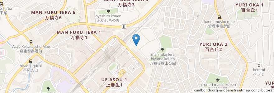 Mapa de ubicacion de リリオス en Japón, Prefectura De Kanagawa, Kawasaki, 麻生区.