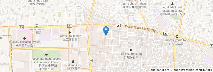 Mapa de ubicacion de タイ屋台999(カオ・カオ・カオ) en 日本, 東京都, 中野区.