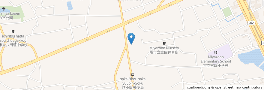 Mapa de ubicacion de みん香 en 日本, 大阪府, 堺市, 中区.