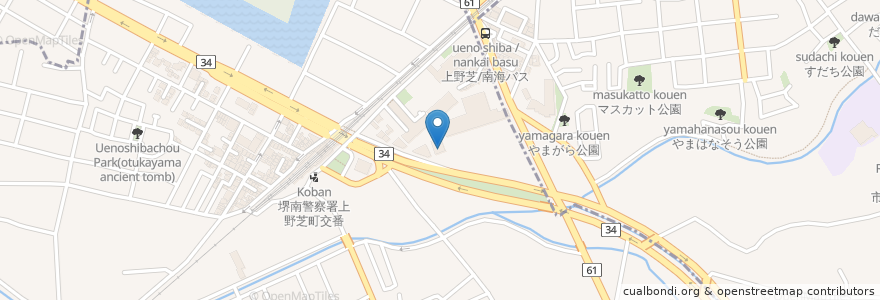 Mapa de ubicacion de ココカラファイン 楽市上野芝店 en 日本, 大阪府, 堺市, 西区.