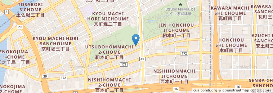 Mapa de ubicacion de AB'S食堂 en ژاپن, 大阪府, 大阪市, 西区.