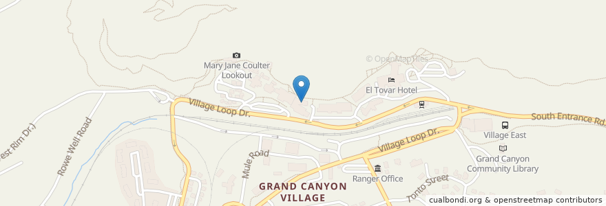 Mapa de ubicacion de Arizona Room en Verenigde Staten, Arizona, Coconino County, Grand Canyon Village, Grand Canyon Village.