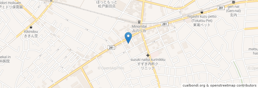 Mapa de ubicacion de クリニック ソワニエ en Jepun, 千葉県, 松戸市.