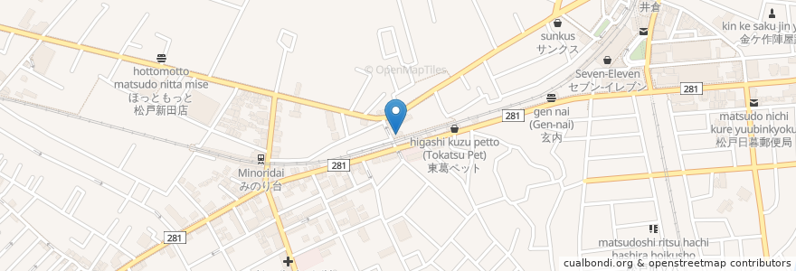 Mapa de ubicacion de 武蔵湯 en Japonya, 千葉県, 松戸市.