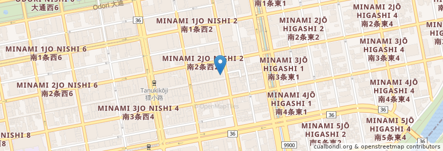 Mapa de ubicacion de 札幌海老秀 en Japonya, 北海道, 石狩振興局, 札幌市, 中央区.