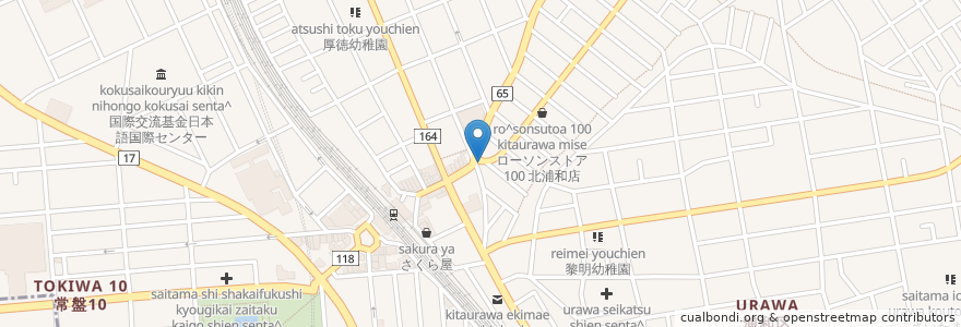 Mapa de ubicacion de キリン堂 en 日本, 埼玉県, さいたま市, 浦和区.