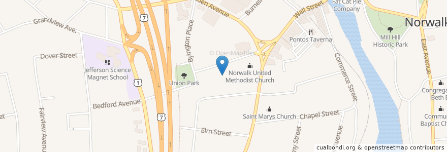 Mapa de ubicacion de Buffington's Driving School en الولايات المتّحدة الأمريكيّة, كونيتيكت, Fairfield County, Norwalk.