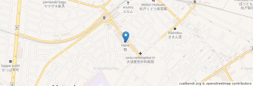 Mapa de ubicacion de 上本郷歯科医院 en 日本, 千葉県, 松戸市.