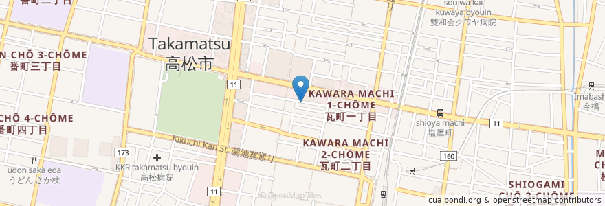 Mapa de ubicacion de Tsukemen shop en Japan, Kagawa Prefecture, Takamatsu.