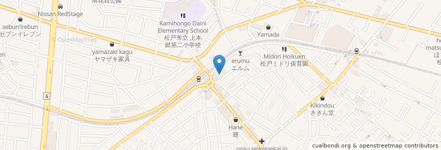 Mapa de ubicacion de ヤックスドラッグ en 일본, 지바현, 松戸市.