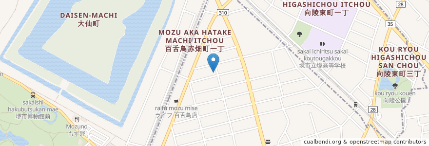 Mapa de ubicacion de カオリカフェ en Jepun, 大阪府, 堺市, 堺区, 北区.