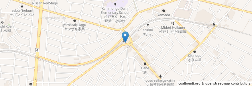 Mapa de ubicacion de 上本郷レディース整形外科 en Japón, Prefectura De Chiba, Matsudo.