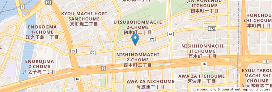 Mapa de ubicacion de お弁当物語 en Japonya, 大阪府, 大阪市, 西区.