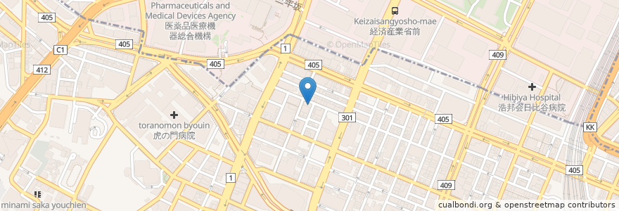 Mapa de ubicacion de 虎一横丁 en Giappone, Tokyo, Minato.