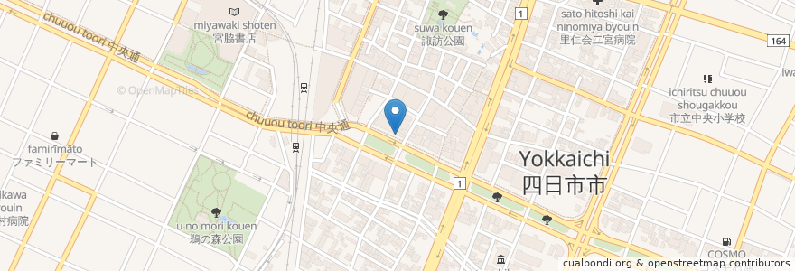 Mapa de ubicacion de おにぎりの桃太郎 en 日本, 三重県, 四日市市.