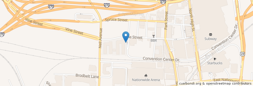 Mapa de ubicacion de CoGo Kilbourne St and Vine St en Estados Unidos Da América, Ohio, Franklin County, Columbus.