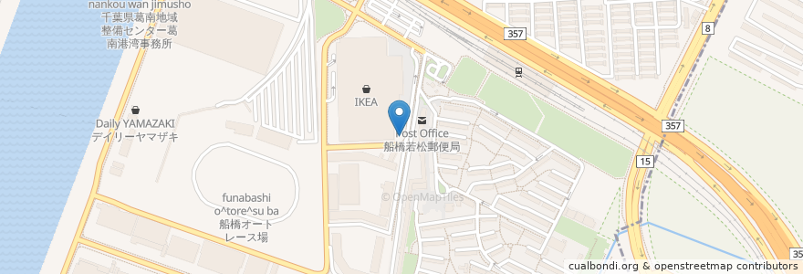 Mapa de ubicacion de 屋内・屋外駐車場 en Japan, Präfektur Chiba, 船橋市.