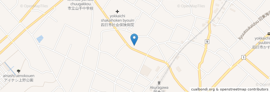 Mapa de ubicacion de スギ薬局阿倉川店 en ژاپن, 三重県, 四日市市.
