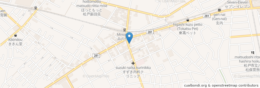 Mapa de ubicacion de 吉田内科 en Japonya, 千葉県, 松戸市.