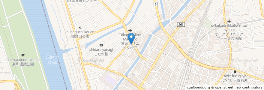 Mapa de ubicacion de 中華屋 華苑 en Japan, Präfektur Chiba, 松戸市.