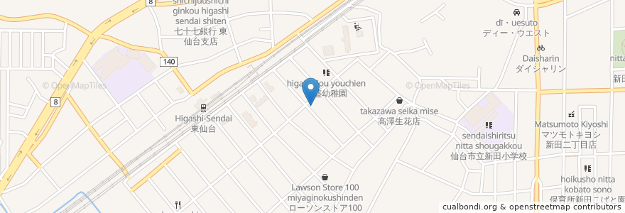 Mapa de ubicacion de カーウォッシュ ベアーズ en Jepun, 宮城県, 仙台市, 宮城野区.